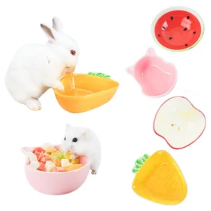 1PC Hamster Feeding Bowl Colorful Heart Shape Ceramic Plate Food Water Bowl For Rabbit Guinea Pig Small Pets Feeder Pet Supplies