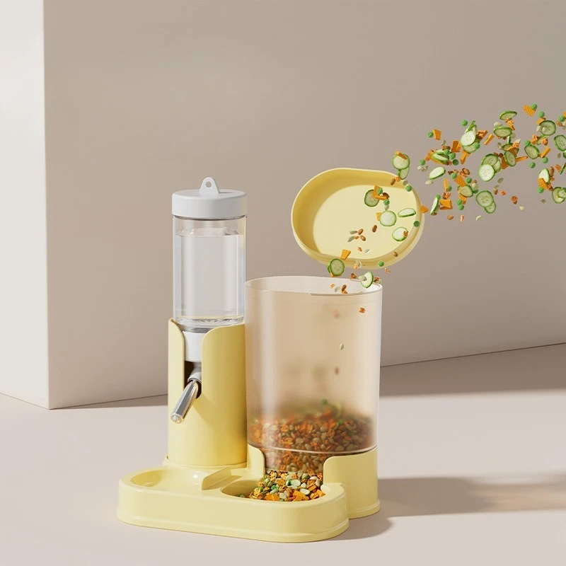 2 in 1 Hamster Feeder Water Bottle Automatic Drinking Fountain with Ball Nozzle Food Container Dispenser for Small Animals - Image 4