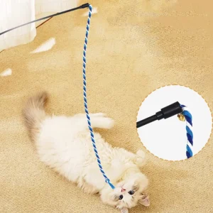 Cat Toy Ropes Cats Sticks Interactive Cat Toy with Sound Bell Cotton Ropes Toys for Cats Teasing Scratch Resistant Kitten Toys
