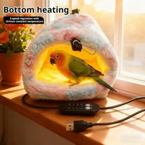 USB Heated Parrot Nest For Lovebird Conure Canary Bunny Guinea Chinchilla Parakeet Cockatiel Plush Nest Hammock Bird Bed Wa N1D8