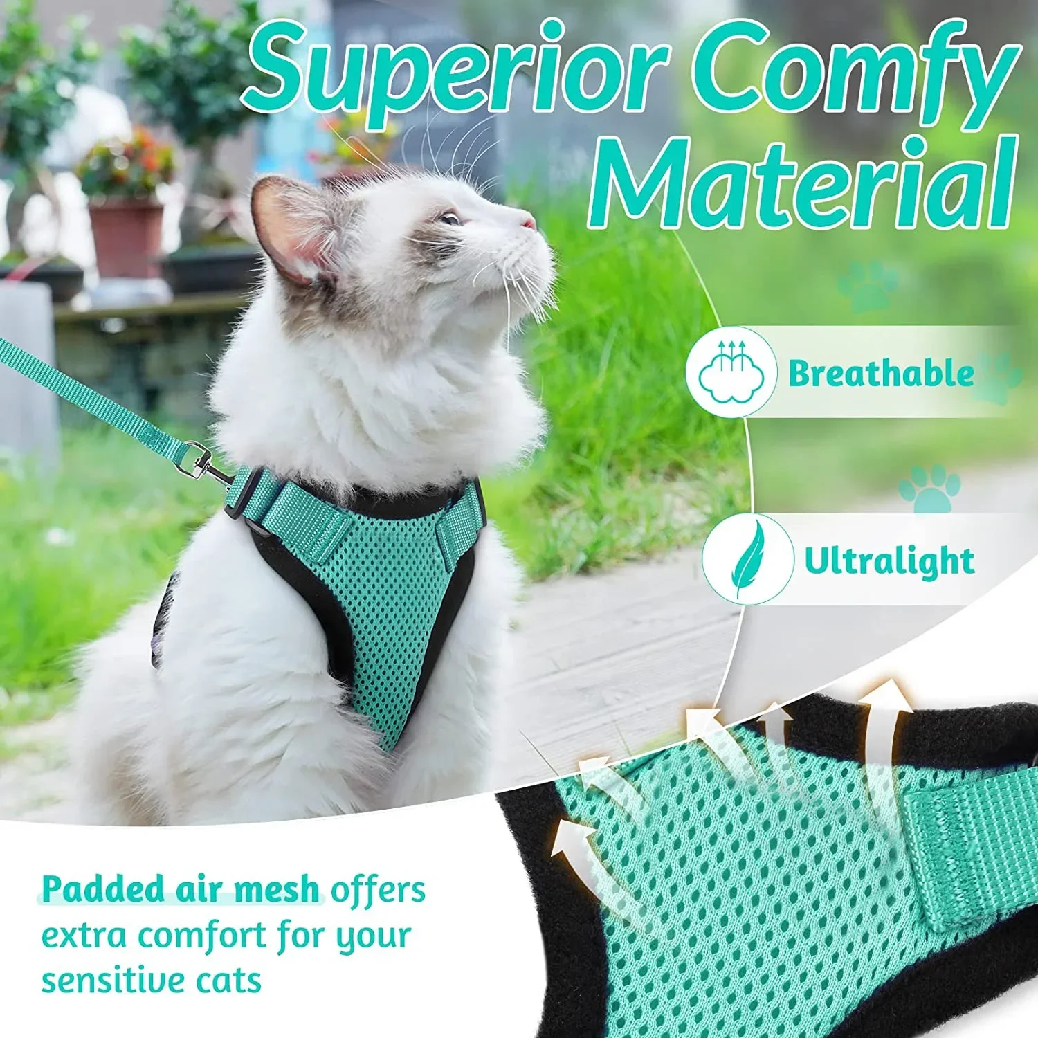 Summer Cat Dog Harness Lead Leash Adjustable Vest Polyester Mesh Breathable Harnesses Reflective for Small Dog Cat Lesah - Image 4