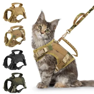 Tactical Cat Harness Leash with 9 Patches Small Dog Puppy Vest Straps with Handle Harnesses Training Adjustable Pet Accessories