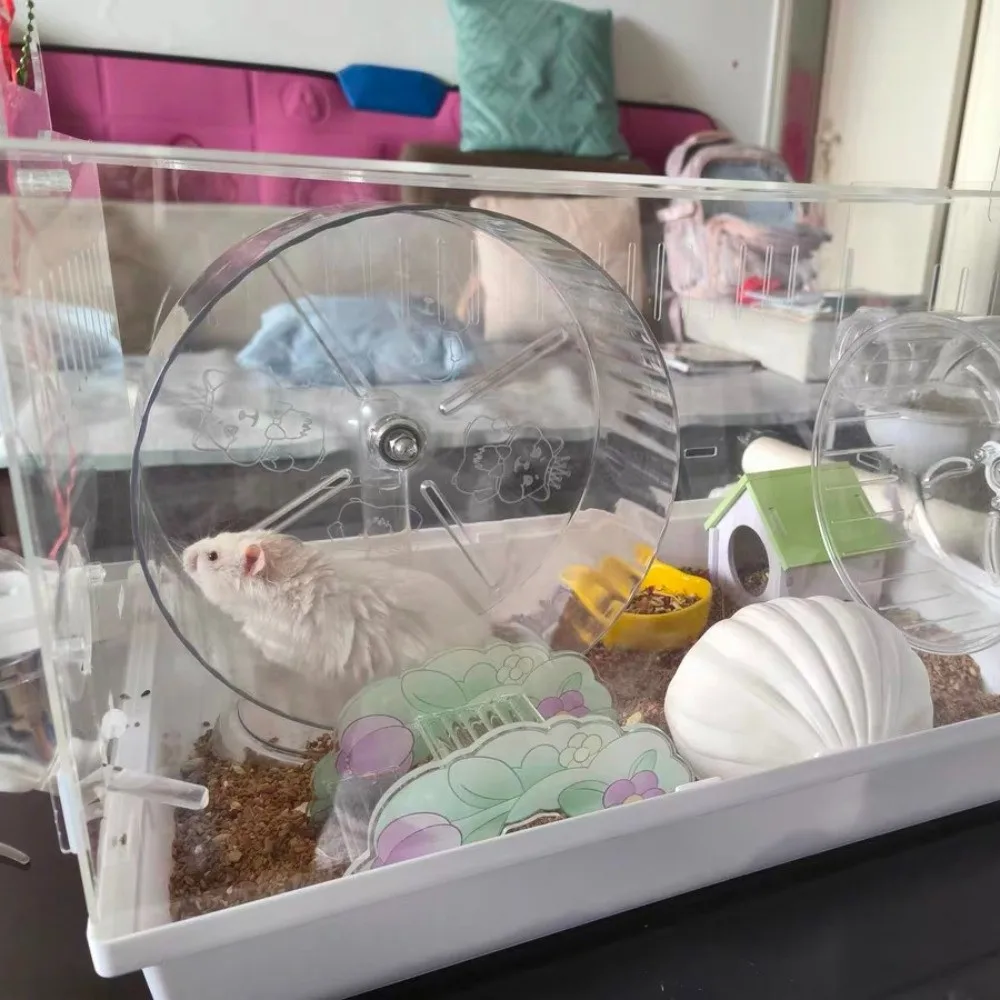 Silent Bracket Hamster Running Wheel Toy Roller Clear Golden Hamster Exercise Wheel Rotatory High-quality Stand - Image 5