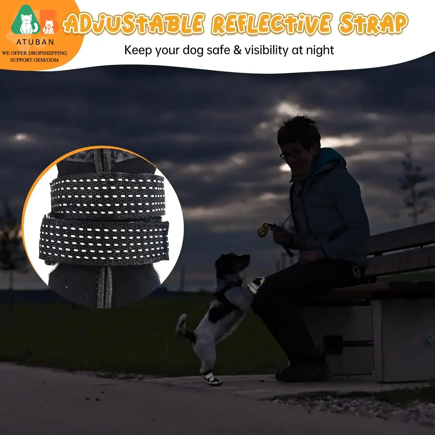 ATUBAN Dog Shoes for Large Size Dogs, Waterproof Medium Large Dog Boots, for Hot Pavement Winter Snow Hiking Breathable Elastic - Image 5