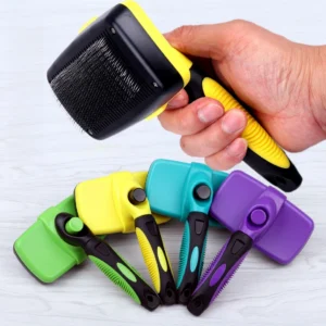 Self-Cleaning Pet Hair Brush, One-Click Shedding Tool for Dogs & Cats, Eco-Friendly Deshedding Comb with Plastic & Cotton Design