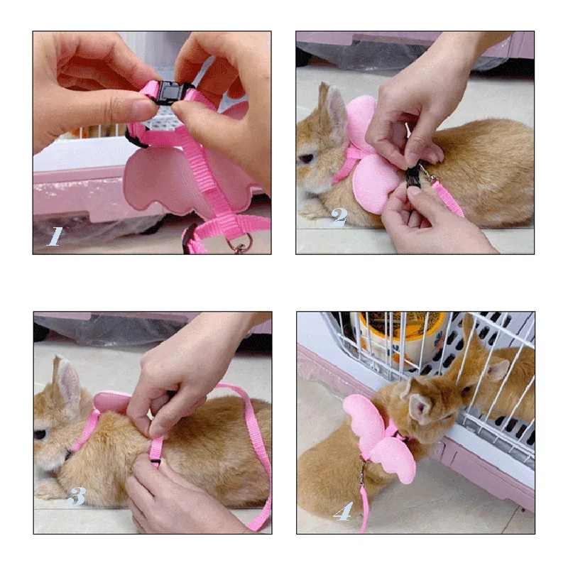 Cute Angel Wing Pet Rabbit Harness and Leash for Cats Rabbits Personalized Rabbit Harnesses Bunny Accessories Hamster Clothes - Image 6