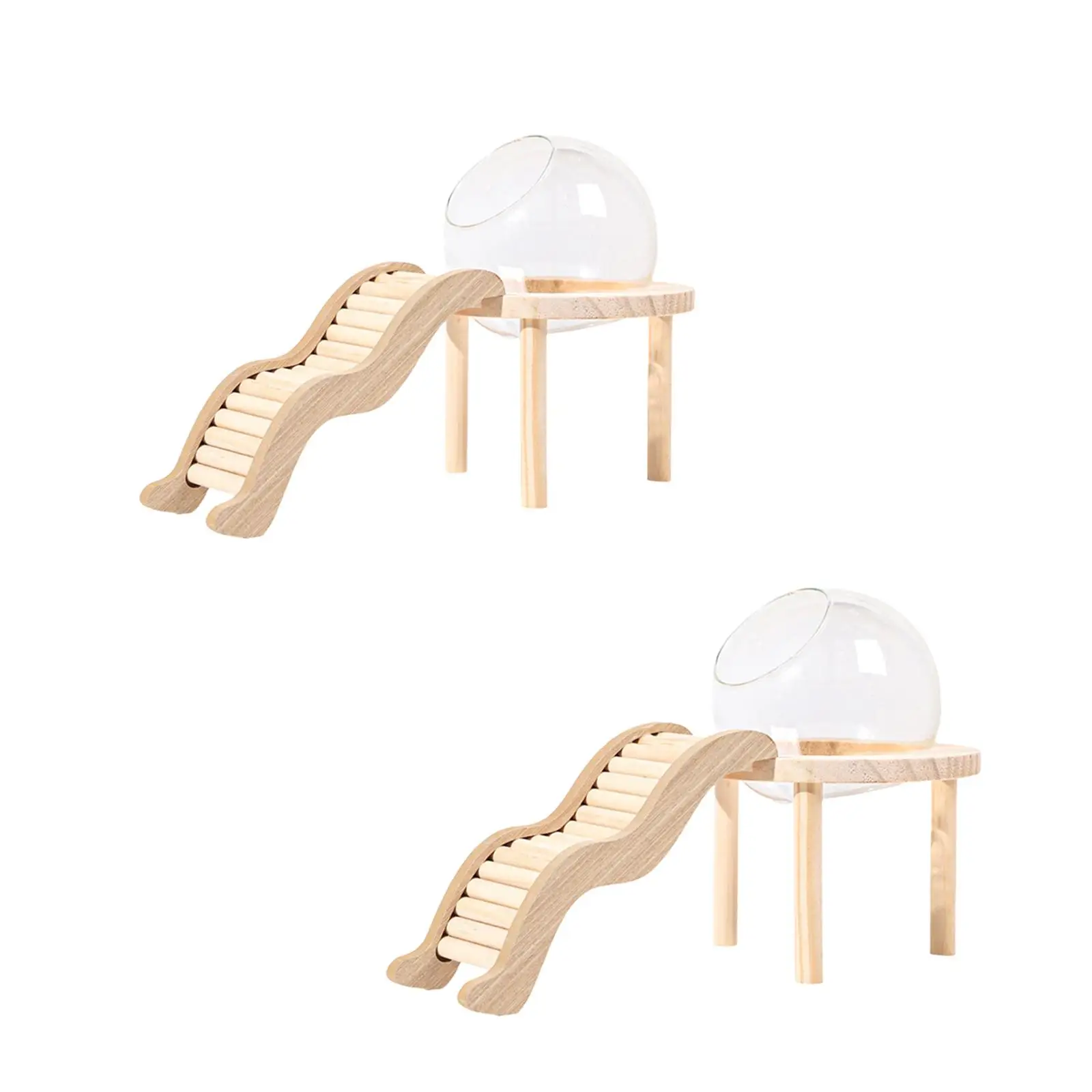 Hamster Sand Bath Container with Wooden Ladder for Pet Supplies Gerbils Mice - Image 2