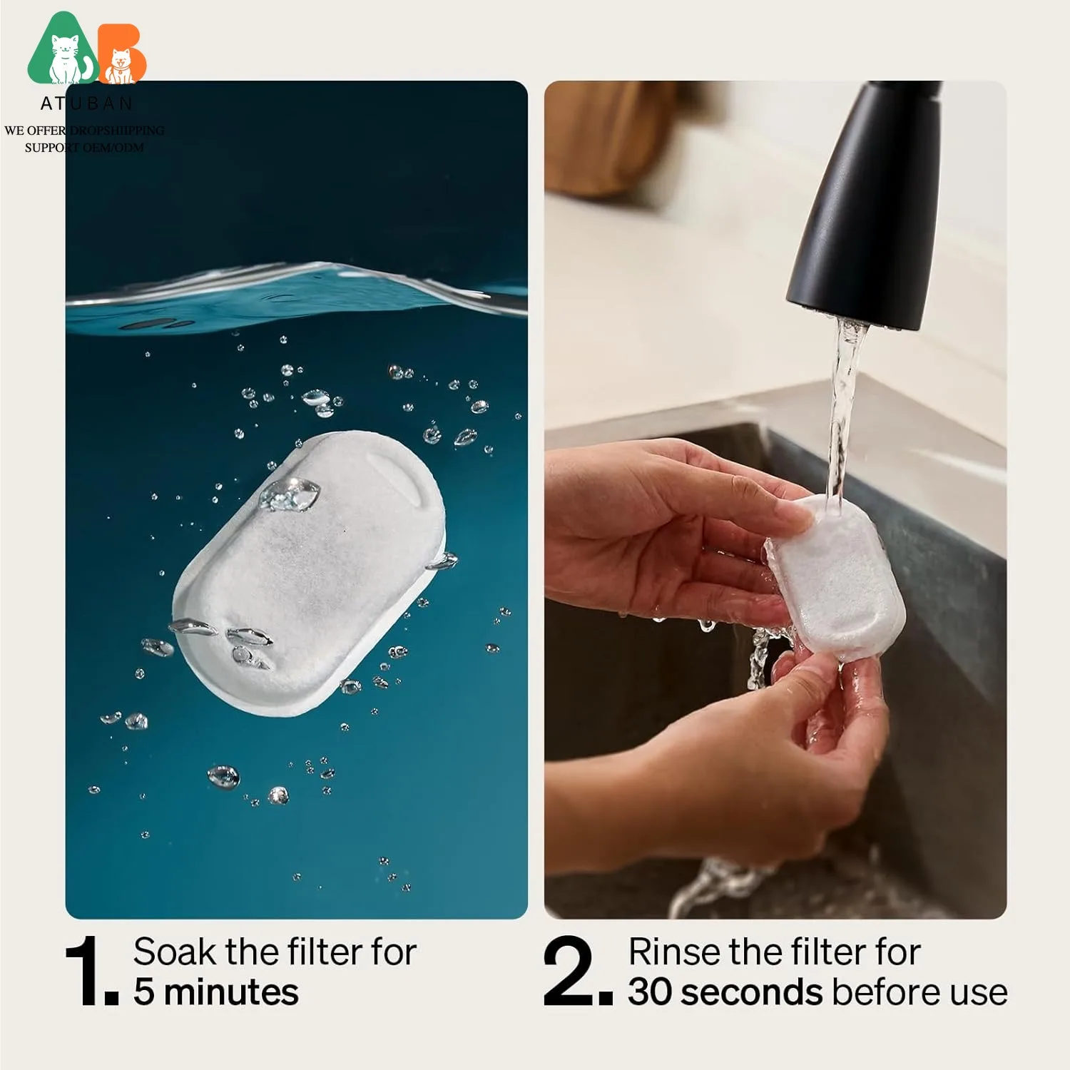 Filters for Stainless Steel Cat Water Fountain PLWF003&PLWF006,Set of Replacement Filters fot Pet Water Fountain Stainless Steel - Image 4