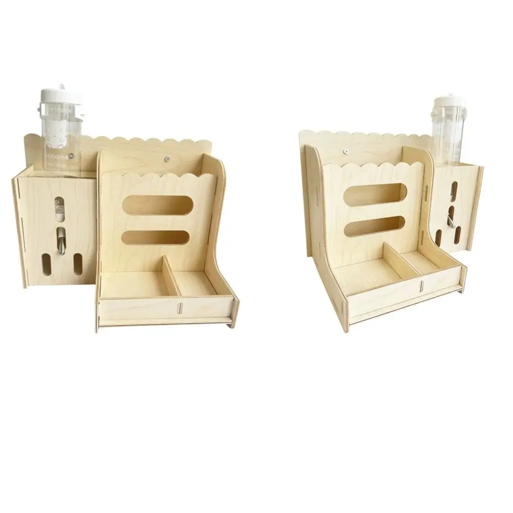 2 in 1 Rabbit Hay Feeder Detachable Bite Resistant Wooden Grass Dispenser with Bottle Rabbit Food Manger Cage Accessories - Image 4