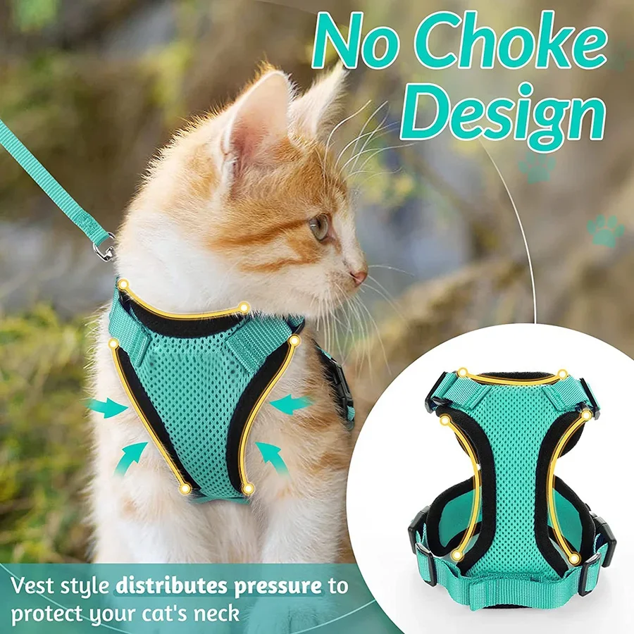 Summer Cat Dog Harness Lead Leash Adjustable Vest Polyester Mesh Breathable Harnesses Reflective for Small Dog Cat Lesah - Image 3