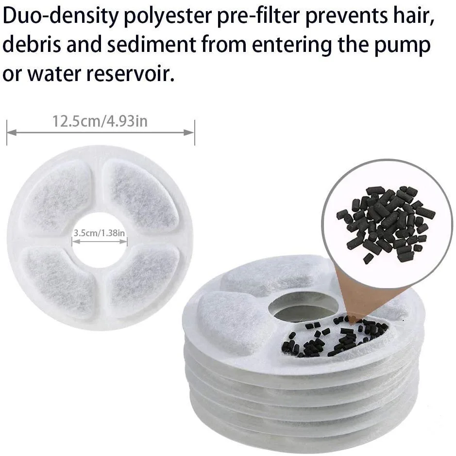 6/12/24Pcs Cat Water Fountain Activated Carbon Replacement Filter For 1.6L Automatic Pet Cat Water Fountain Dog Water Dispenser - Image 4