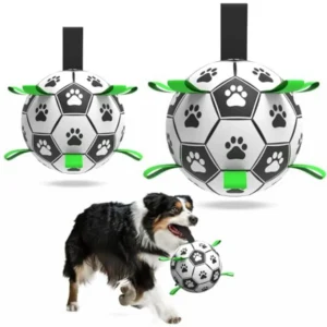 2 PCS Dog Toys Soccer Ball Set with Straps Interactive Dog Toys for Tug of War Puppy Birthday Gifts Dog Water Toy Durable Dog B