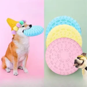 Rubber Dog Flying Disc, Pet Puppy Outdoor Sports Game Training Interactive Toy, Bite Resistant Dogs Chew Flying Disc