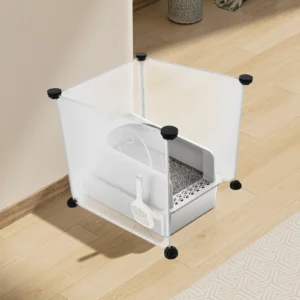 3Pcs Cat Litter Box Privacy Screens Clear High Sided Splash Guards Splash Protection Litter Control Enclosure Cat Box Enclosure