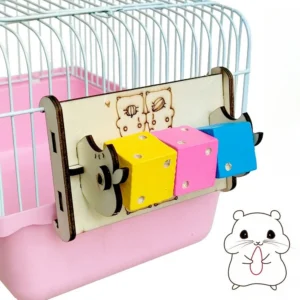Hamster Rotating Wooden Cube with Hanging Golden Mouse Fitness Wheel Muscle Hamster Pet Toy Collection hamster accessories