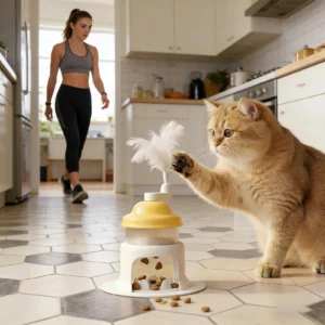 Cat Treat Dispenser Toy Interactive Food Dispenser Ice Shaver Shape Treat Puzzle Toys For Dogs With Teaser Wand For Puppy Kitten