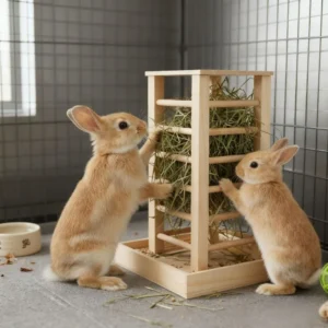 Practical Wooden Rabbit Hay Manger Detachable Self-Feeding Rabbit Hay Rack Durable Hay Grass Holder Cage Accessories