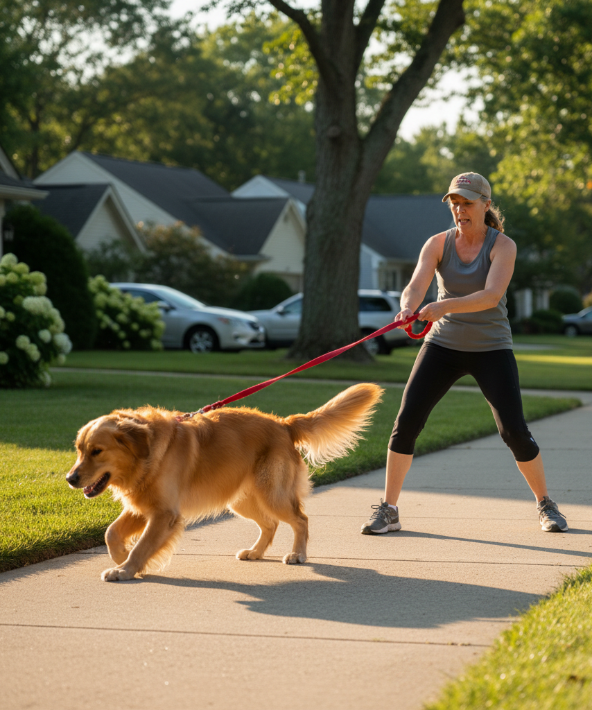 Dog leash training illustration