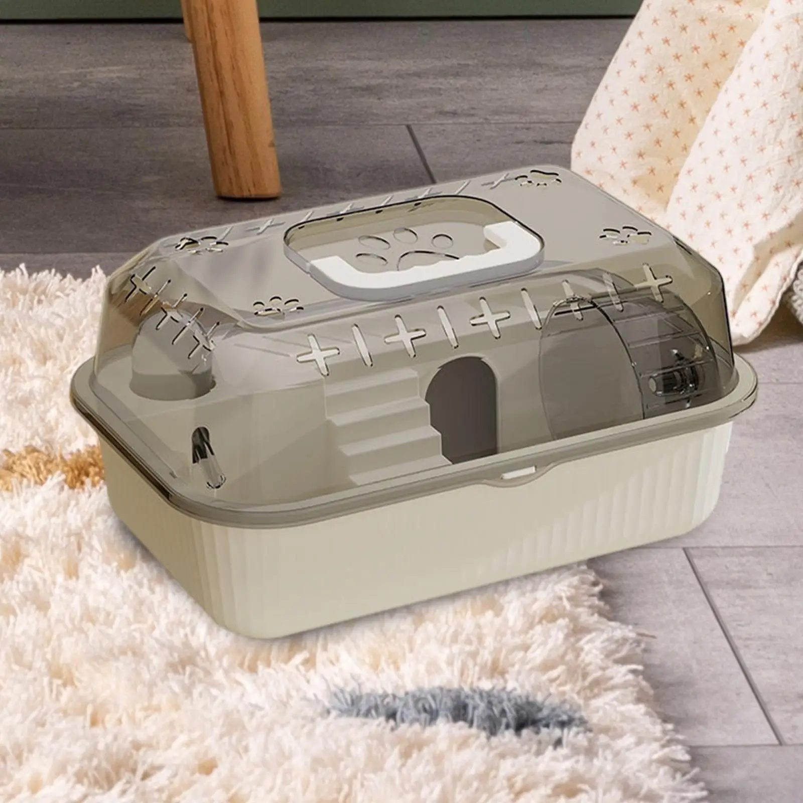 Small Pet Container Hamster Carry Case Cage for Gerbils Hedgehog Guinea Pigs Beige Hamster Carrying Box Hamster Cage Travel - Image 5