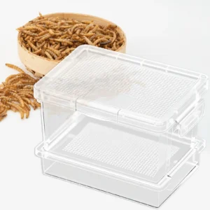 Cricket Breeding Box Portable Reptile Feeder Box Transparent Reptile Hatching Container for Cricket Raising Mealworms