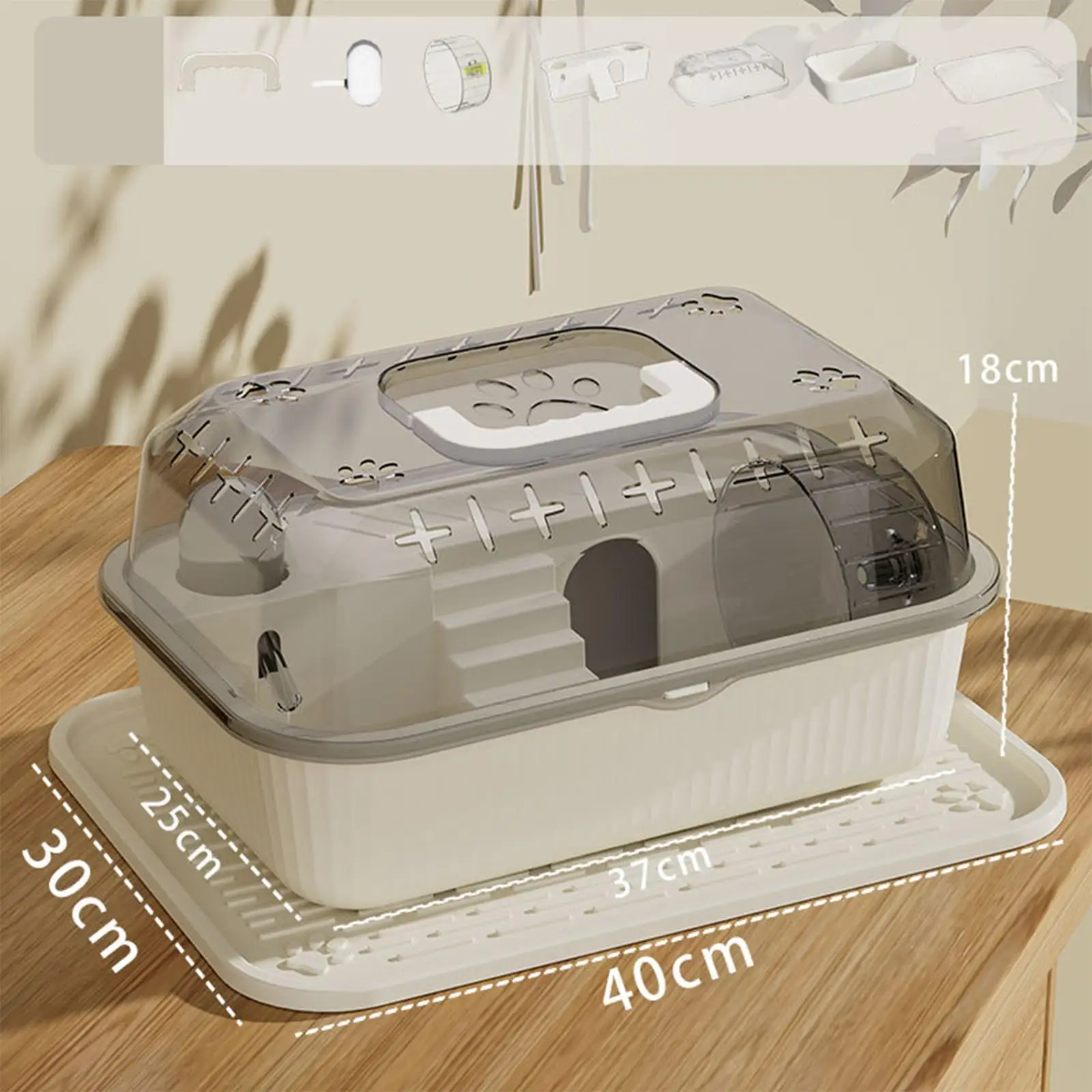 Small Pet Container Hamster Carry Case Cage for Gerbils Hedgehog Guinea Pigs Beige Hamster Carrying Box Hamster Cage Travel - Image 2