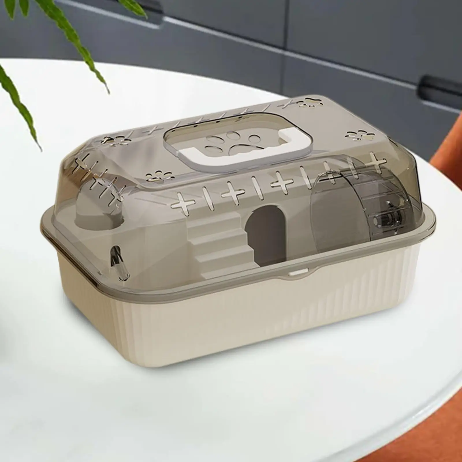 Small Pet Container Hamster Carry Case Cage for Gerbils Hedgehog Guinea Pigs Beige Hamster Carrying Box Hamster Cage Travel - Image 4