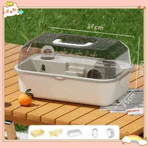 Small Pet Container Hamster Carry Case Cage for Gerbils Hedgehog Guinea Pigs Beige Hamster Carrying Box Hamster Cage Travel