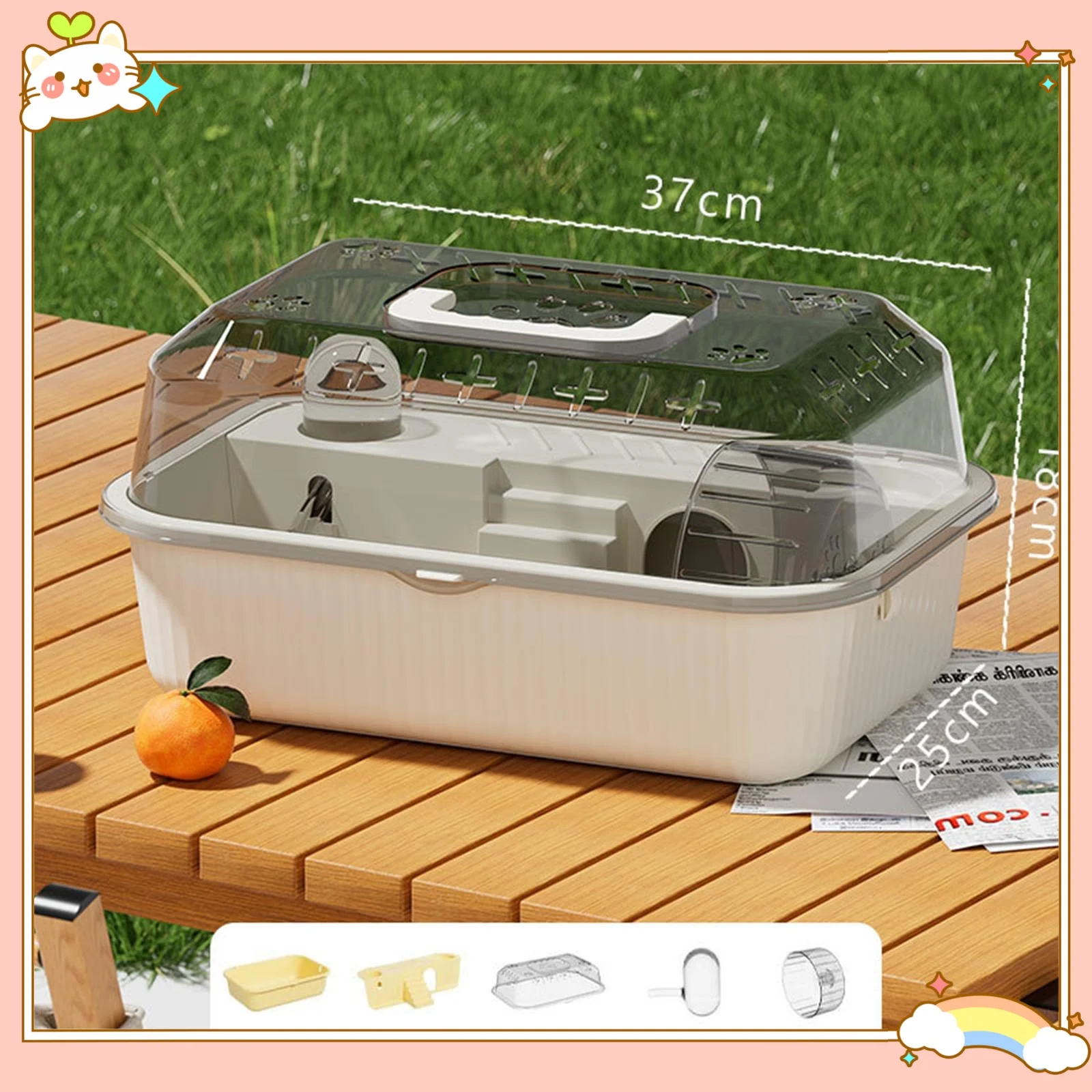 Small Pet Container Hamster Carry Case Cage for Gerbils Hedgehog Guinea Pigs Beige Hamster Carrying Box Hamster Cage Travel