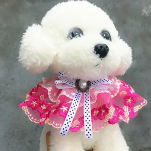 Pet Dog Lace Bibs Scarf Collar Necklace Cat Handcrafted Pet Wreath Cat Artificial Flower Headdress Accessories
