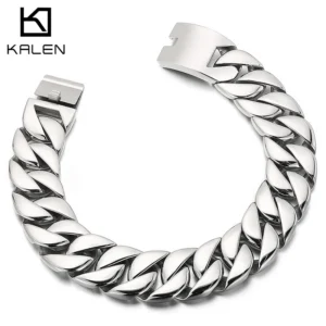 Kalen 20mm/31mm Punk Men's Women's Stainless Steel Necklace Heavy Larger Necklace Curb Cuban Chain Choker Jewelry 40/42cm Length