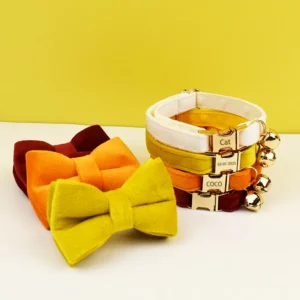 Stylish Adjustable Cat Collar with Bowknot Engraveable Pet Safety Feature for Choking Prevention Comfortable Fit for Cats