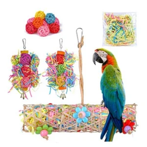 5Pcs/lot Bird Parrot Toy Set Colorful Shredder Foraging Assorted Hanging Cage Bird Chewing Rack Toys Pet Parrot Molar Bite Toy