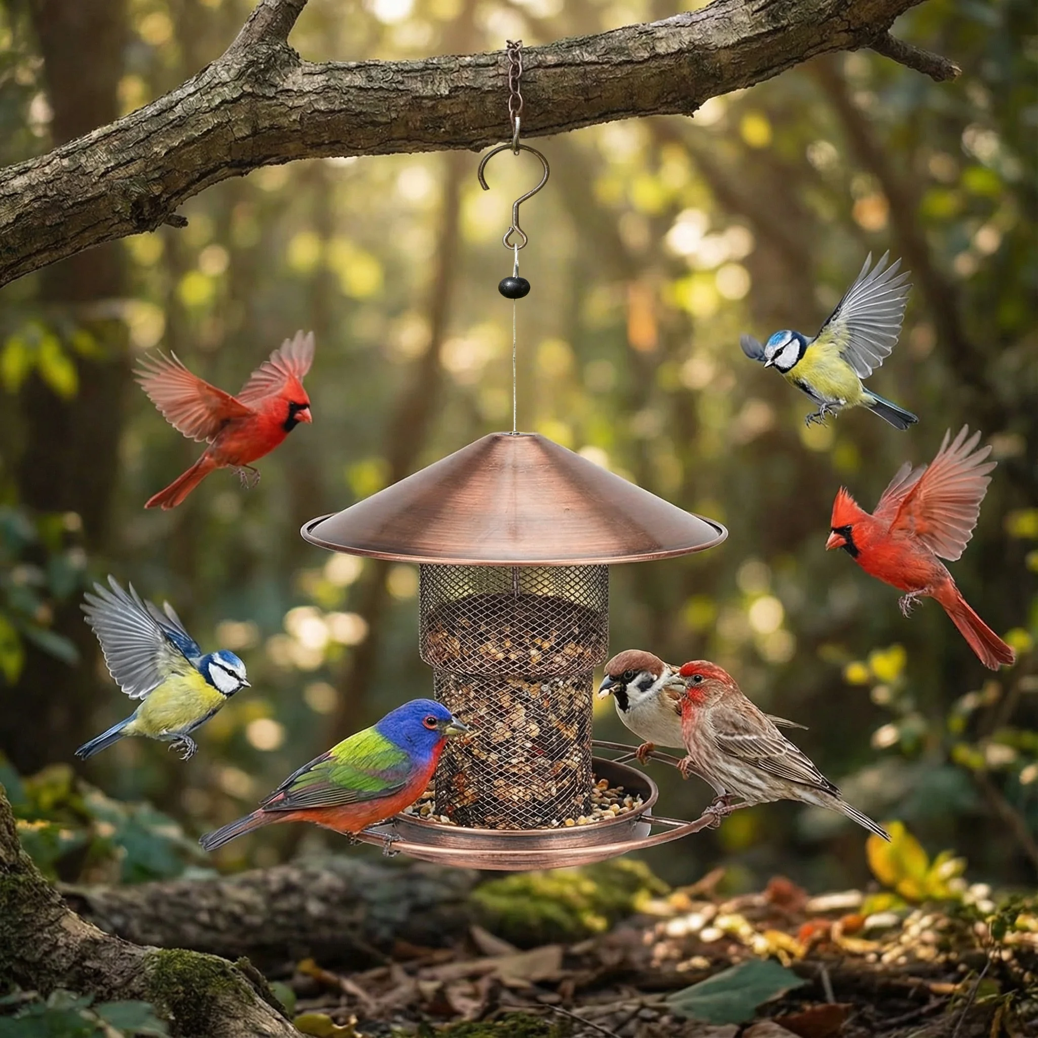 Bird Feeder for Outdoor Hanging Large Capacity Squirrel Proof Birdfeeders Heavy Duty Metal Bird Feeders for Outside - Image 2