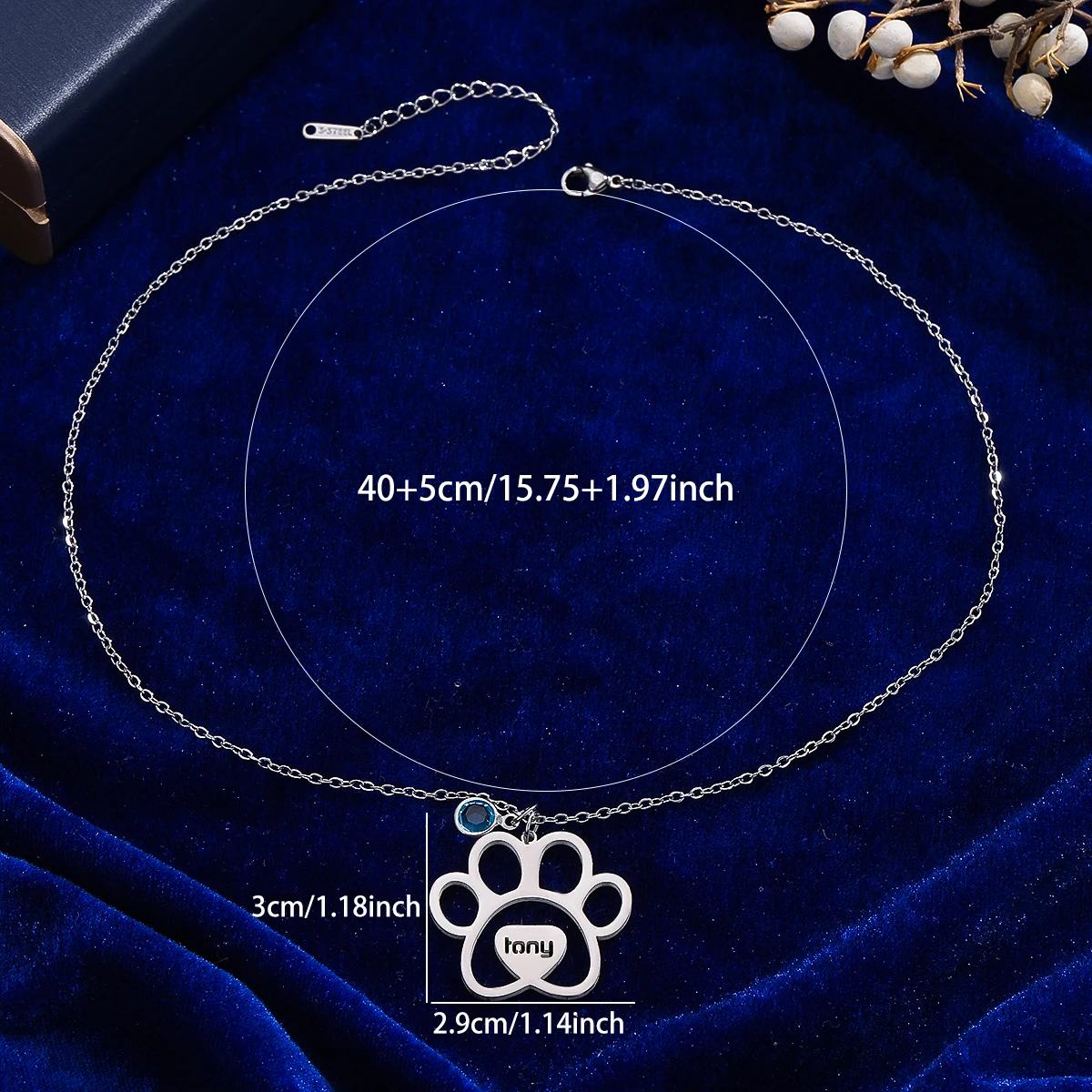 Cute Cat Puppy Paw Print Pendant Necklaces Personalized Name Stainless Steel Men Women Clavicle Choker Jewelry Pet Lover Gifts - Image 2