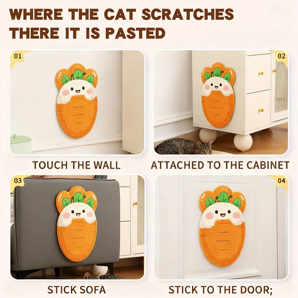 Self-Adhesive Cat Scratching Mats Cartoon Christmas Tree Carrot Cats Scratcher Pad Anti Cat Scratch Sofa Protection Pet Supply - Image 4