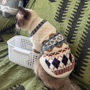 Winter Clothing Pet Sweaters Dog Clothes Small Dogs and Cats Fair Island Retro British Style Pet Clothes