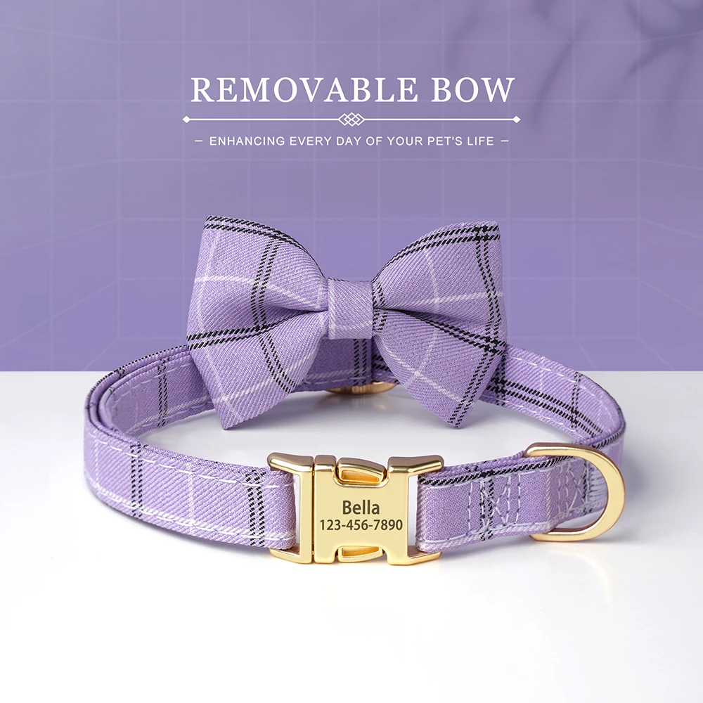 Custom Dog Collar Nylon Puppy Dog Collars With Cute Bowknot Engraved Pet Necklace Dog Collars For Small Medium Dogs Chihuahua - Image 13