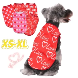 Puppy Dog Clothes Cute Love-Heart Summer Cooling Breathable Dog Vest for Small Medium Dogs Cats Schnauzer Yorkshire Pet Costumes