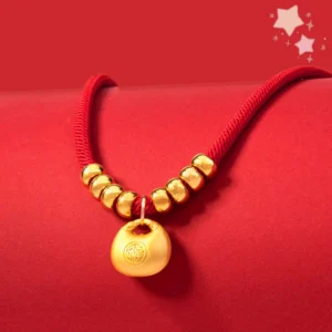New Year Pet Necklace with Adjustable Cat Collar; Chinese Traditional Golden Lock on Red Rope.