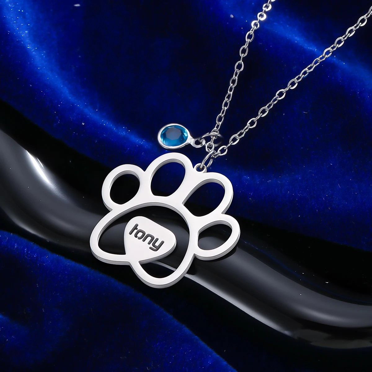 Cute Cat Puppy Paw Print Pendant Necklaces Personalized Name Stainless Steel Men Women Clavicle Choker Jewelry Pet Lover Gifts - Image 4