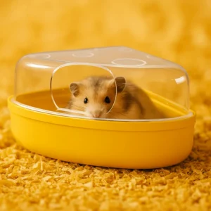 Transparent Hamster Sand Bath Box Escape-Proof Detachable Pet Bath Container Cheese Shape Anti-spill Bath House
