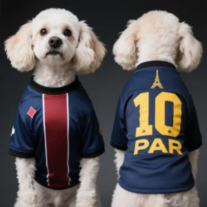 2025 Pet Dog Clothing  Dog Short-Sleeved T-Shirt Comfortable And Cool For Summer Wear  Paris Saint-Germain Style Football Jersey