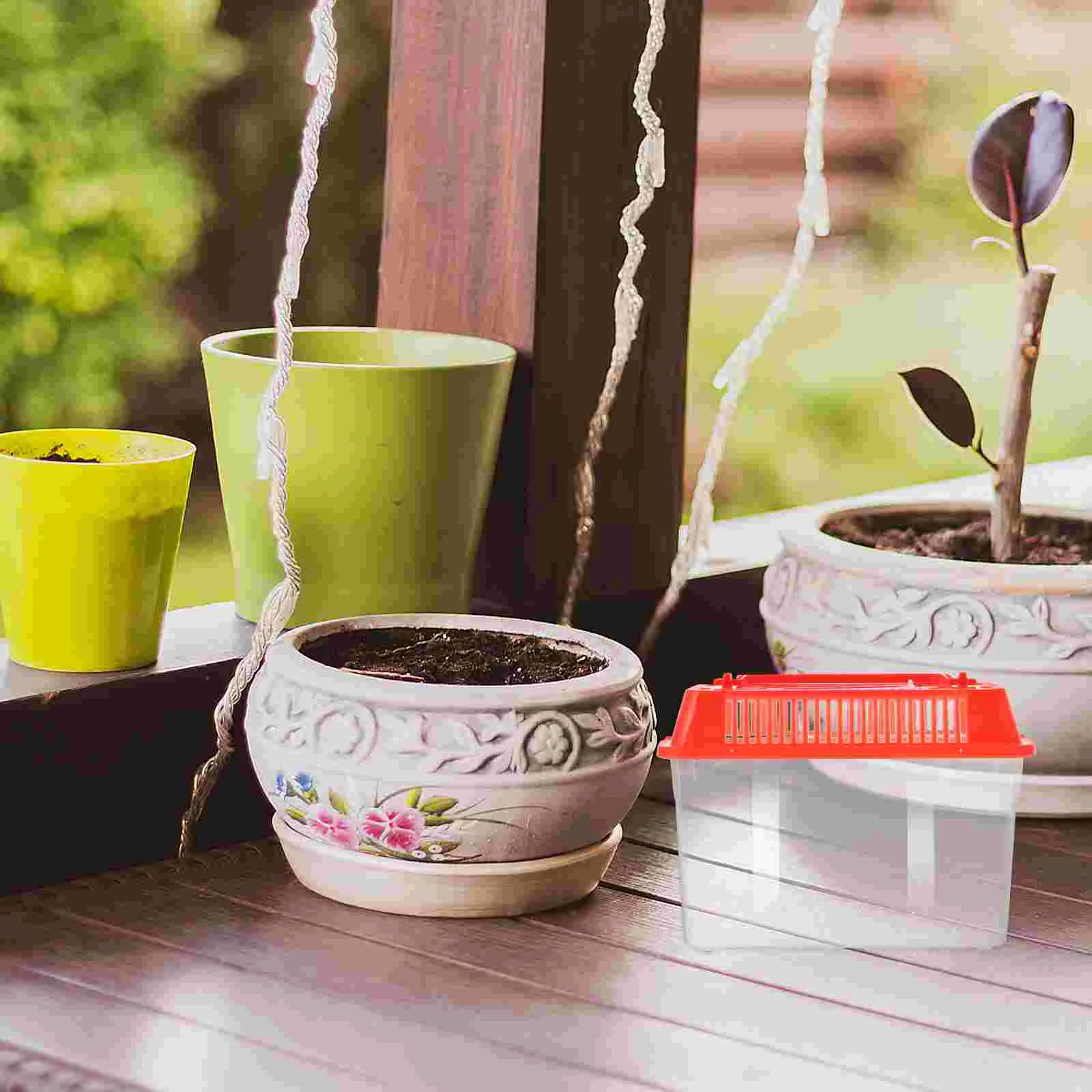 Mini Fish Tank Plastic Handheld Fish Tank for Turtle and Pet Fish (Red - Lid for Random) - Image 8