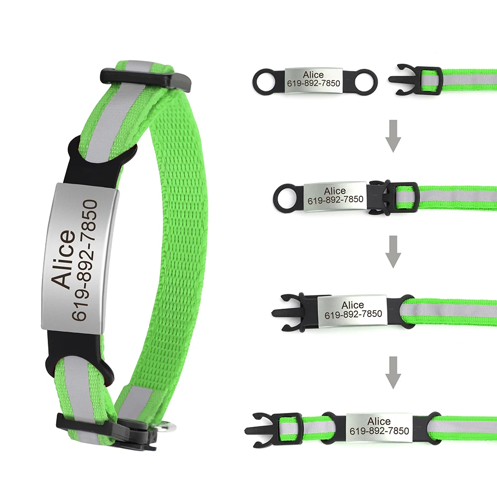 Customized Cat Collar Reflective Cat Collar Free Engraved Puppy Kitten Pet ID Nameplate Necklace With Bell Anti-lost For Cats - Image 3