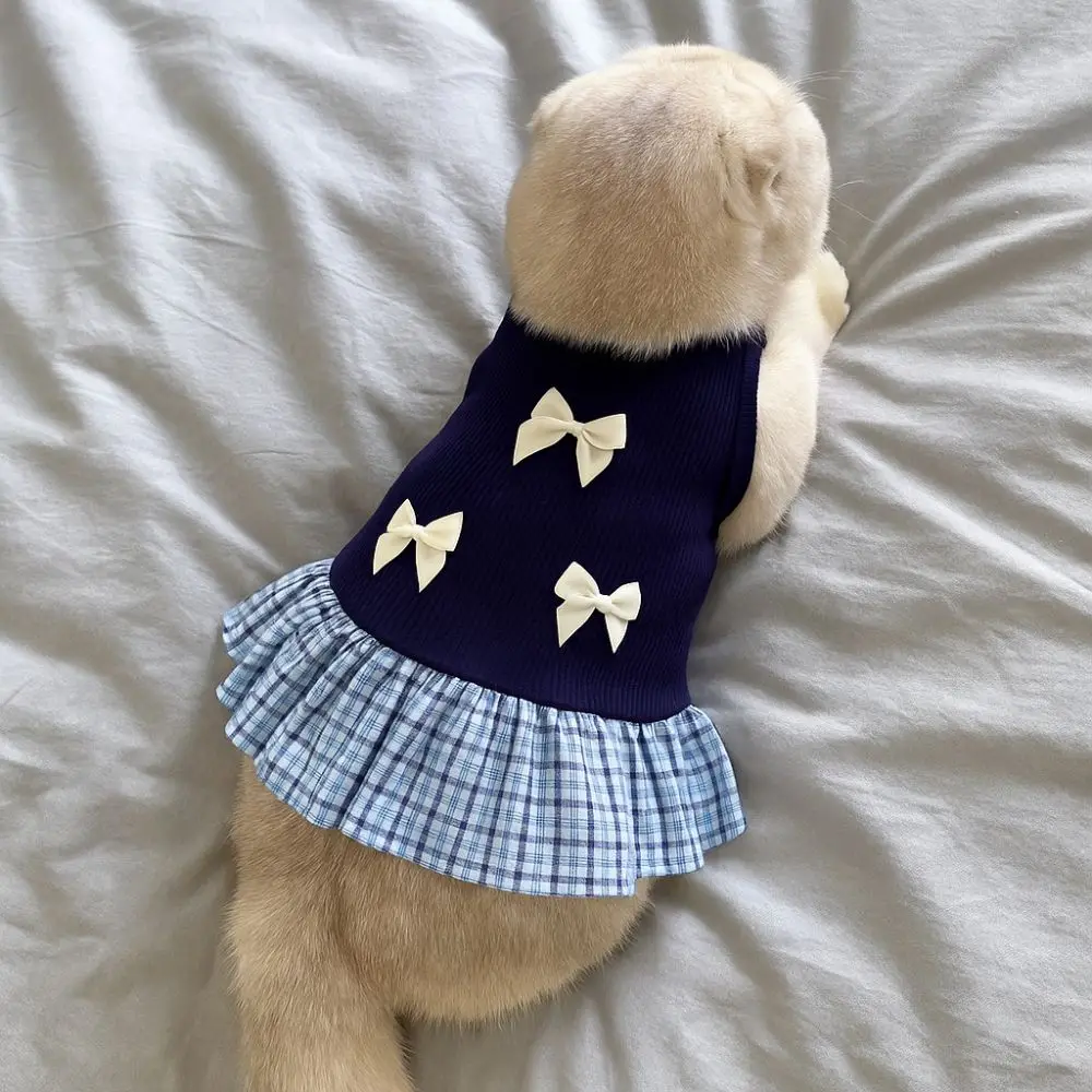 Cute Korean Style Dog Princess Skirt Thin Breathable Pet Strap Dress Bowknot Plaid Soft Pet Summer Clothes for Puppy Cats - Image 5