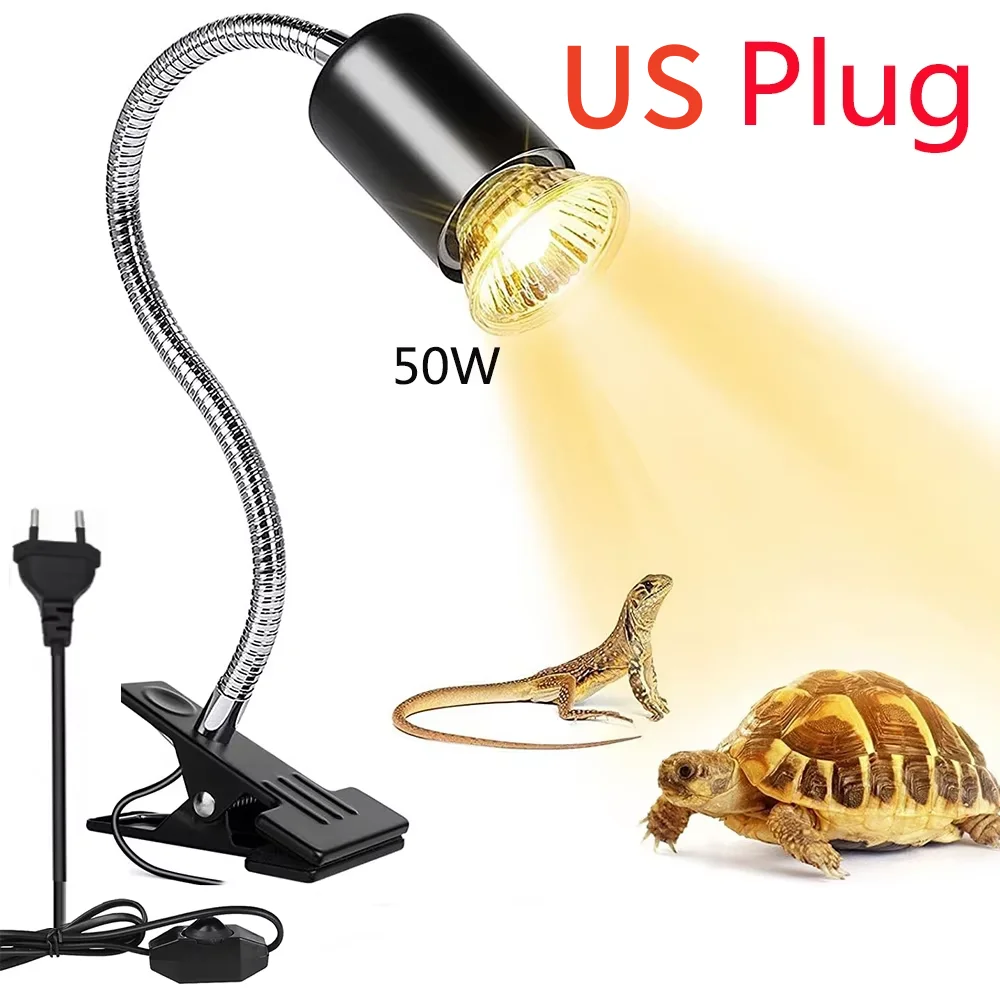 Reptile Heat Lamp With US EU Power Cord Rotatable Basking Spot Light Simulated Sunlight For Turtle Lizard Dimmable Heating Lamp - Image 12