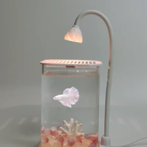 Corner round Glass Aquarium Desktop  Fish Tank with Light And Cover for Betta Fish Office Home Decor Low Light Plant Frie...