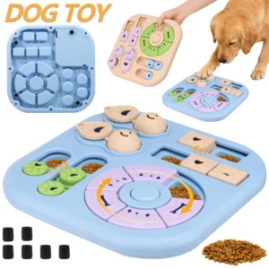 Interactive Dog Puzzle Toys Plastic Treat Dispensing Slow Feeder with Non Slip Base Dog Mental Stimulation Toys Pet Supplies