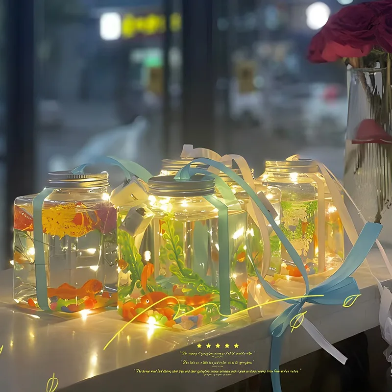 Modern Mini Fish House Silent Ecological Small Breeding Terrarium Desktop Jellyfish Acquario Decoration Items Fish Aquarium - Image 3