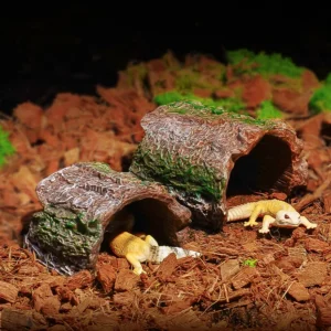 Bark Lizard Hideaway Reptile Hideout Resin Aquarium Decorations for Frogs Gecko Spider Reptile Breeding Box Landscaping